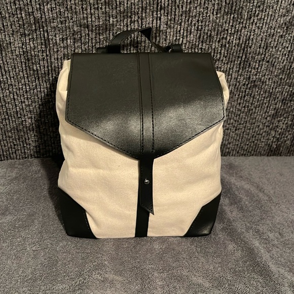 Deux Lux: Canvas Backpack with Vegan Leather Trim - Picture 3 of 16